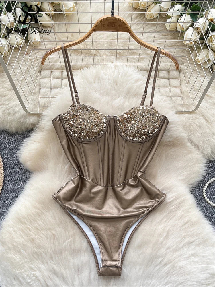 Shine Body - Golden Satin & Shoulder Straps