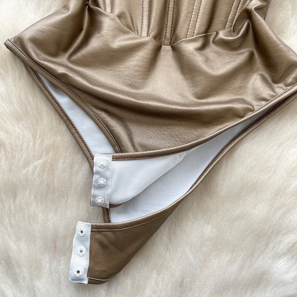 Shine Body - Golden Satin & Shoulder Straps